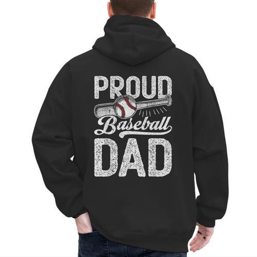 Dad Baseball For Men Proud Baseball Dad & Son Men's Hoodie Back Print - Sportilla