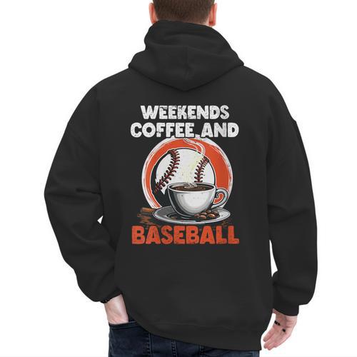 Fathers Day Baseball Dad Parent Men's Hoodie Back Print - Sportilla