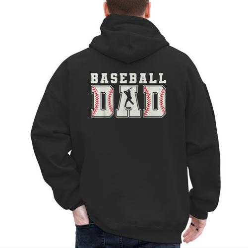 Groovy Baseball Dad Father Happy Fathers Day Sports Game Day Men's Hoodie Back Print - Sportilla