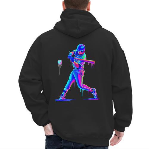 Ice Cream Drip Melting Baseball Bat Player Baseball Dad Men's Hoodie Back Print - Sportilla