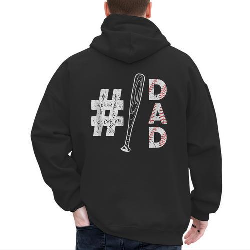 Number One Baseball Dad Fathers Day Baseball Player Dad Men's Hoodie Back Print - Sportilla
