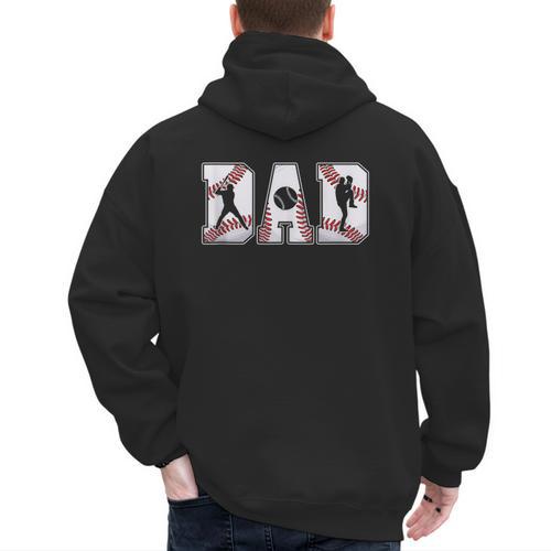 Retro Baseball Dad Daddy Father Happy Fathers Day Men Guys Men's Hoodie Back Print - Sportilla