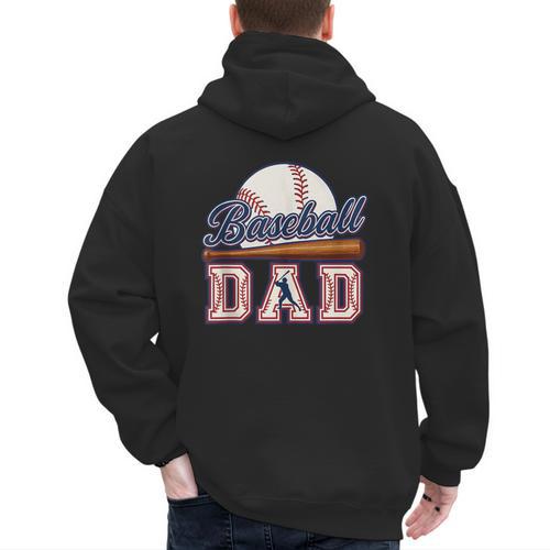 Retro Baseball Dad Father's Day Men's Hoodie Back Print - Sportilla