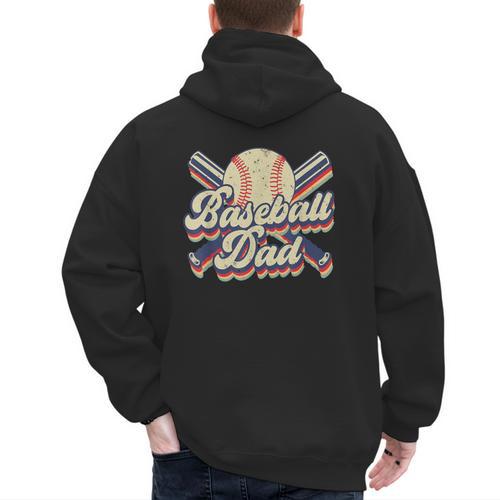 Retro Baseball Dad Sports Lovers Happy Father's Day Men's Hoodie Back Print - Sportilla