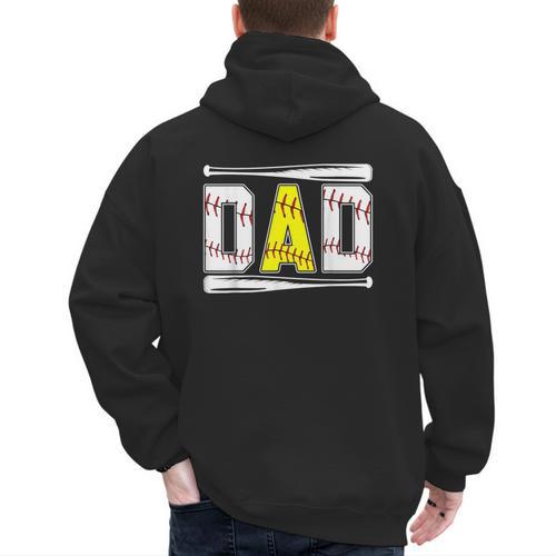 Softball Baseball Dad Of Ballers Baseball Softball Dad Men's Hoodie Back Print - Sportilla
