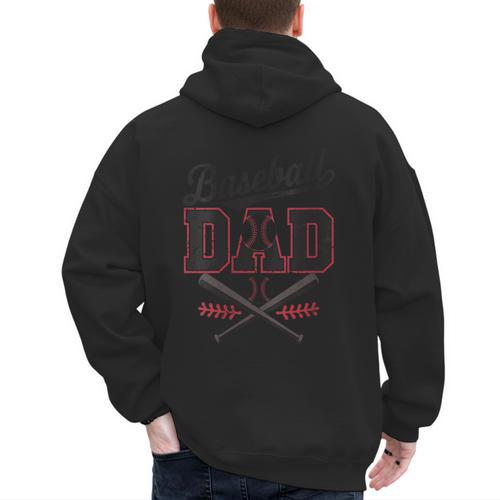 Vintage Baseball Dad Fathers Day Daddy Toddler Kids Boys Men's Hoodie Back Print - Sportilla