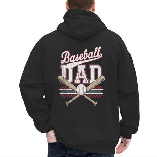 Vintage Baseball Dad Father's Day Husband Daddy Dad In Law Men's Hoodie Back Print - Sportilla