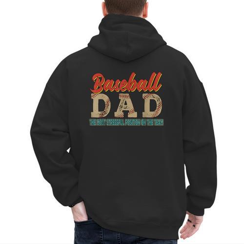 Vintage Baseball Dad Most Stressful Position On The Team Men's Hoodie Back Print - Sportilla