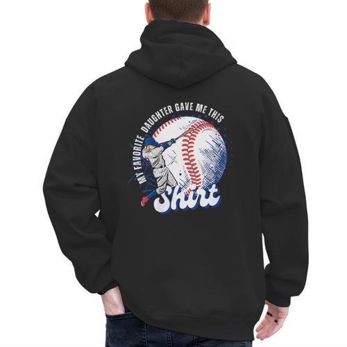 Vintage Baseball Dad Tee My Favorite Daughter Gave Me This Men's Hoodie Back Print - Sportilla