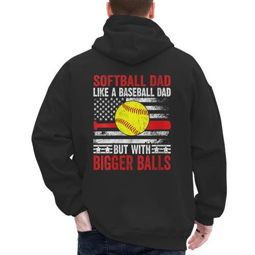 Vintage Softball Dad Like A Baseball Dad US Flag Men's Hoodie Back Print - Sportilla