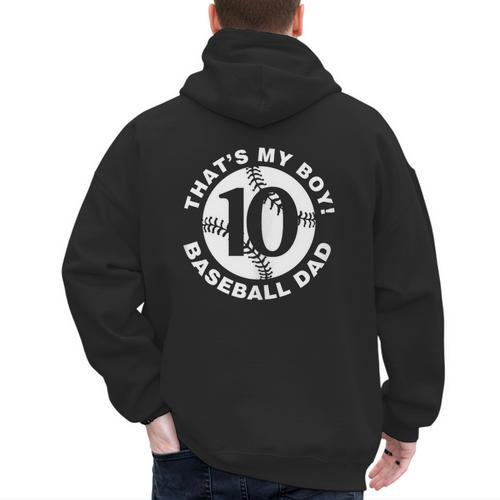 Vintage That's My Boy 10 Proud Baseball Dad Father's Day Men's Hoodie Back Print - Sportilla