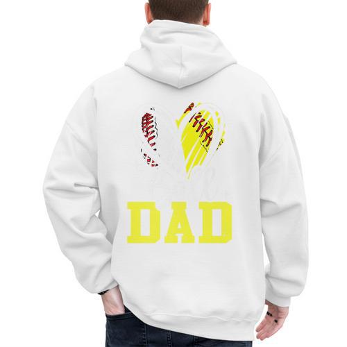 Ball Dad Softball Baseball Dad Fathers Day Premium Men's Hoodie Back Print - Sportilla