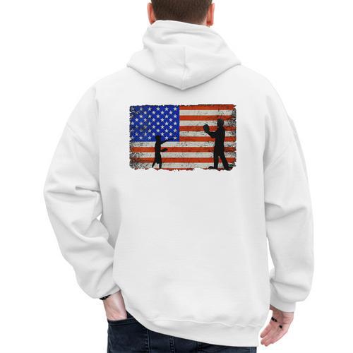 Baseball Coach Baseball Dad American Flag Men's Hoodie Back Print - Sportilla