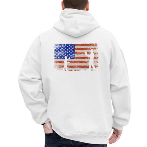 Baseball Coach Baseball Dad American Flag Premium Men's Hoodie Back Print - Sportilla