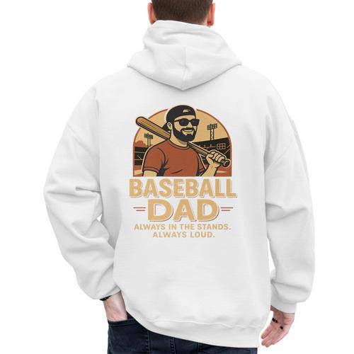 Baseball Dad – Always In The Stands Always Loud Retro Premium Men's Hoodie Back Print - Sportilla