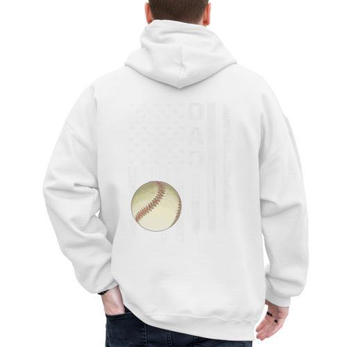 Baseball Dad America Flag Vintage Christmas Xmas Premium Men's Hoodie Back Print - Sportilla