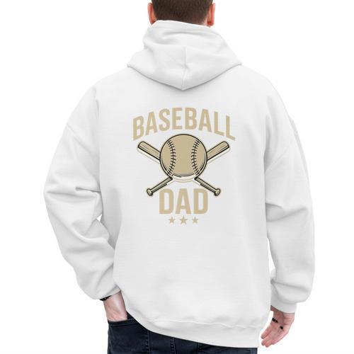 Baseball Dad Crossed Bats Cool Sports Fan Vintage Premium Men's Hoodie Back Print - Sportilla