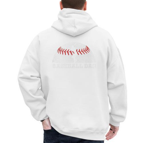 Baseball Dad Father's Day Men Sports Lover Premium Men's Hoodie Back Print - Sportilla