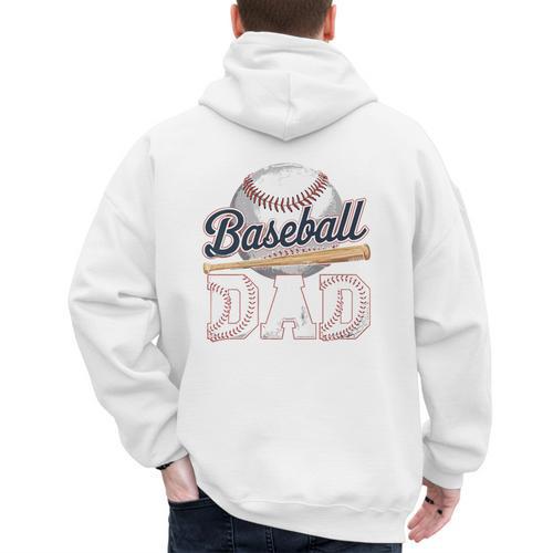 Baseball Dad Father's Day Sports Baseball Lover Premium Men's Hoodie Back Print - Sportilla