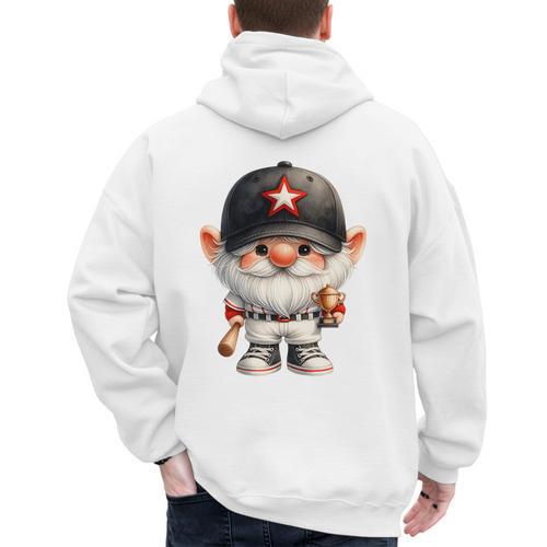 Baseball Dad Gnome For Baseball Lover With Winner Trophy Premium Tri-Blend Men's Hoodie Back Print - Sportilla