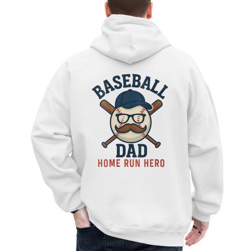 Baseball Dad Home Run Hero For Sports Dad Coach Men's Hoodie Back Print - Sportilla