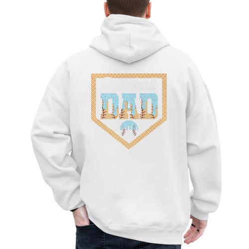Baseball Dad Ice Cream Drip Home Plate Cool Fathers Day Premium Men's Hoodie Back Print - Sportilla
