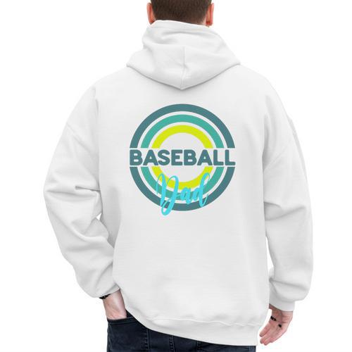 Baseball Dad With Modern Baseball Circles Premium Tri-Blend Men's Hoodie Back Print - Sportilla