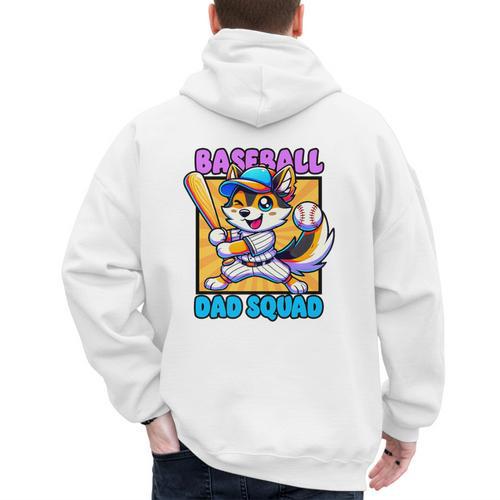 Baseball Dad Squad Fox On The Bat Premium Men's Hoodie Back Print - Sportilla