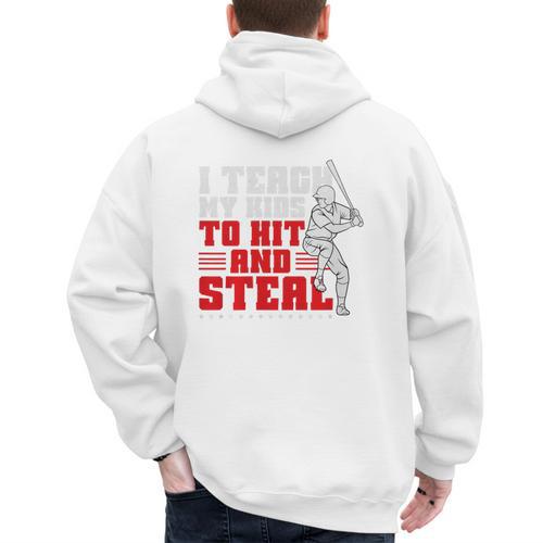 Baseball Dad Teach Kids Hit And Steal Softball Game Premium Tri-Blend Men's Hoodie Back Print - Sportilla