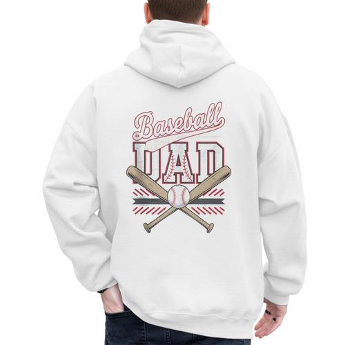 Best Baseball Dad Ever Vintage Baseball Daddy Father's Day Men's Hoodie Back Print - Sportilla
