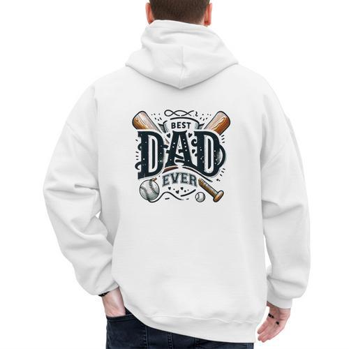 Best Dad Ever Father's Day Sports Papa Baseball Daddy Men's Hoodie Back Print - Sportilla