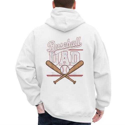 Game Day Baseball Dad Vintage Daddy Father's Day Boys Kids Men's Hoodie Back Print - Sportilla
