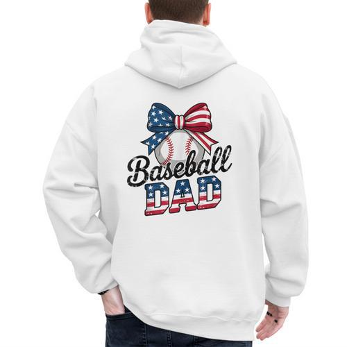 Patriotic Baseball Dad 4th Of July For All American Fathers Men's Hoodie Back Print - Sportilla