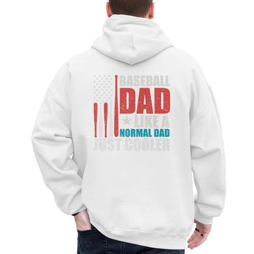 Patriotic Baseball Dad Father's Day American Flag Premium Men's Hoodie Back Print - Sportilla