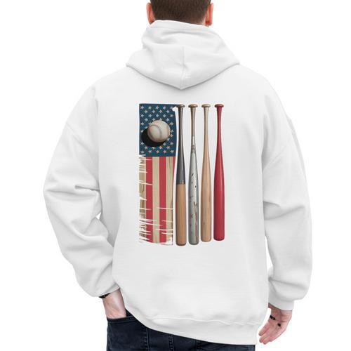 Patriotic USA Flag American Baseball Dad 4th Of July Premium Men's Hoodie Back Print - Sportilla