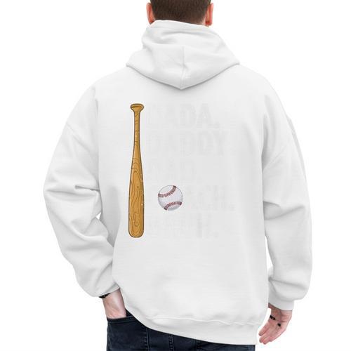 Retro Dada Daddy Dad Coach Bruh Baseball Dad Fathers Day Men Premium Men's Hoodie Back Print - Sportilla
