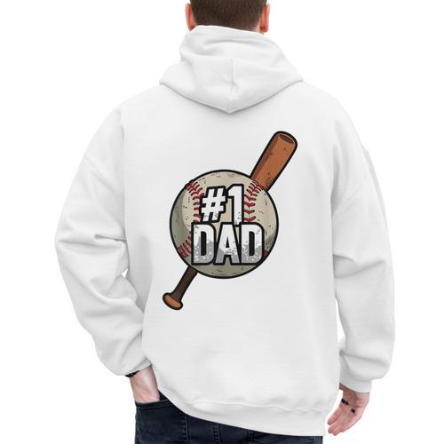 Vintage 1 Baseball Dad Daddy Father's Day Son And Daughter Men's Hoodie Back Print - Sportilla