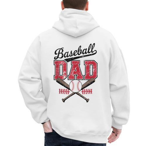 Vintage Baseball Dad Daddy Father's Day Baseball Players Men's Hoodie Back Print - Sportilla