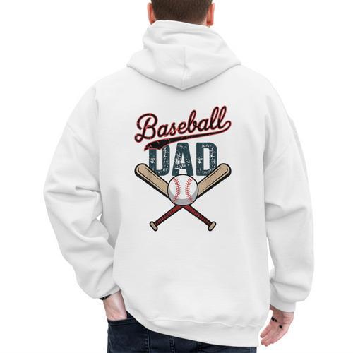 Vintage Baseball Dad Happy Fathers Day Players Toddler Kids Men's Hoodie Back Print - Sportilla