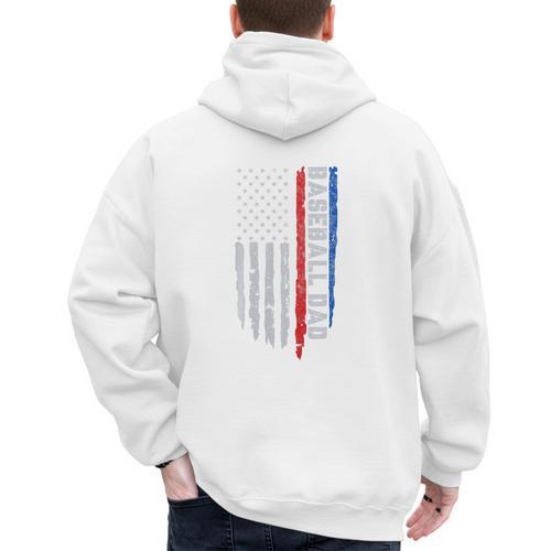 Vintage Baseball US Flag Tee Baseball Dad Player Coach Premium Tri-Blend Men's Hoodie Back Print - Sportilla