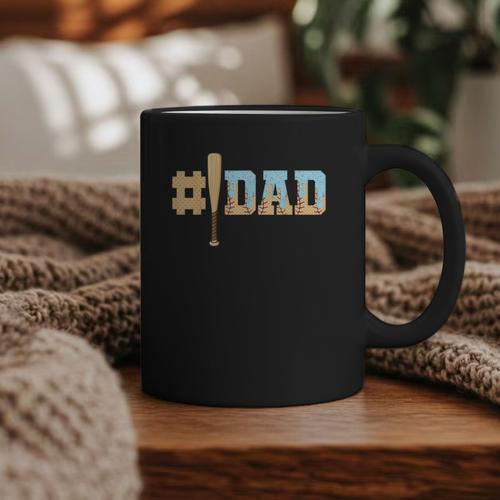 1 Dad Baseball Ice Cream Drip Fathers Day Baseball Daddy Graphic Print Coffee Mug - Sportilla
