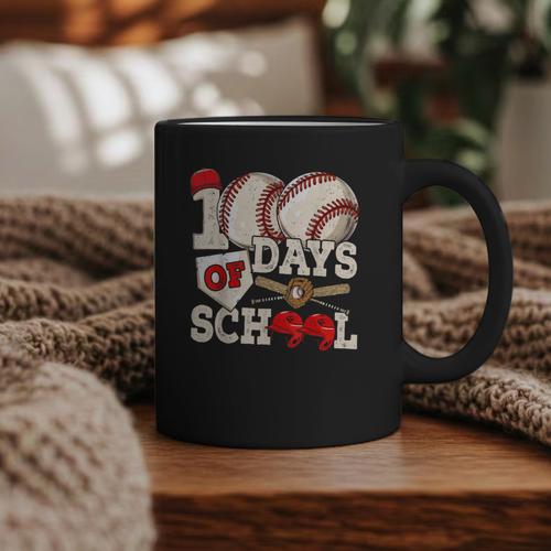 100 Days Of School Baseball 100th Day Of School Kids Teacher Graphic Print Coffee Mug - Sportilla