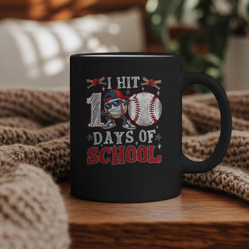 100 Days Of School Dabbing Baseball Hit Student Kids Boys Graphic Print Coffee Mug - Sportilla