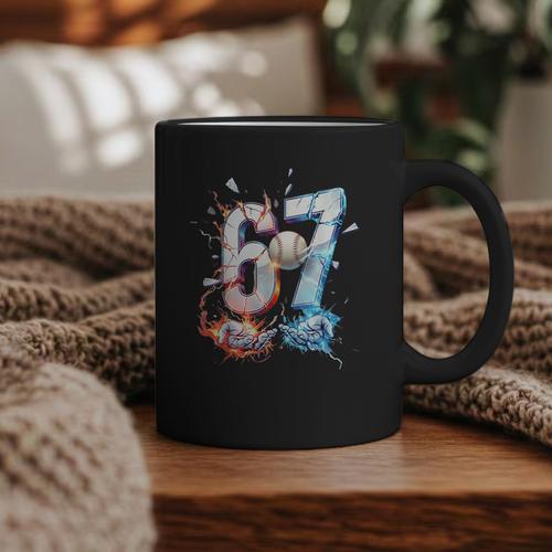 6 7 Baseball Six Seven Meme 67 Hands Kids Men Women Graphic Print Coffee Mug - Sportilla