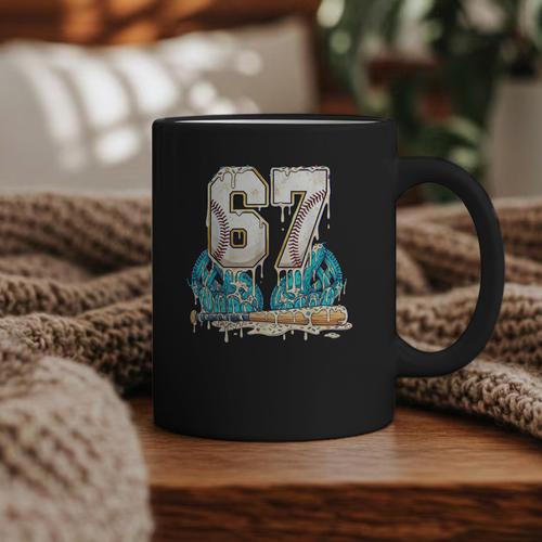 67 Baseball Drip Boys Youth Kids 6-7 Ice Cream Dripping 6 7 Graphic Print Coffee Mug - Sportilla