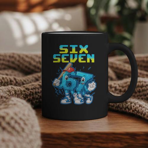 67 Six Seven 6-7 Italian Brainrot Kids Baseball Meme Graphic Print Coffee Mug - Sportilla