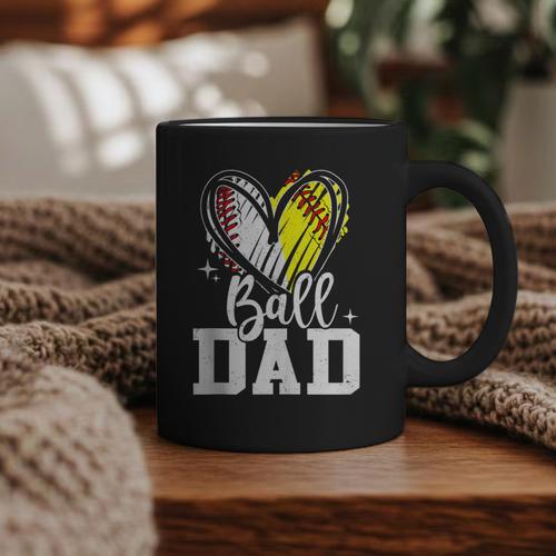 Ball Dad Softball Baseball Dad Daddy Graphic Print Coffee Mug - Sportilla