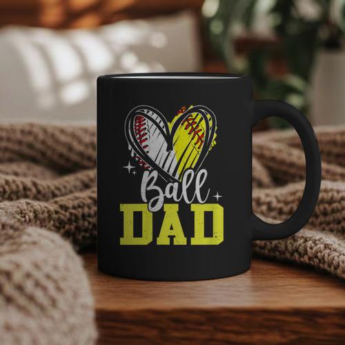 Ball Dad Softball Baseball Dad Fathers Day Graphic Print Coffee Mug - Sportilla