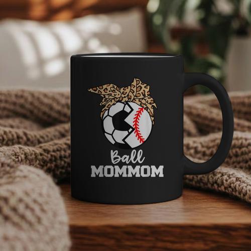 Ball MomMom Soccer Baseball Mom Mom Graphic Print Coffee Mug - Sportilla