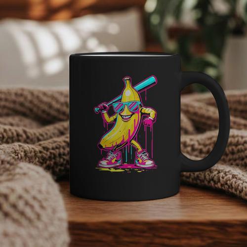 Banana With Baseball Bat Street Baseball Drip Graphic Print Coffee Mug - Sportilla